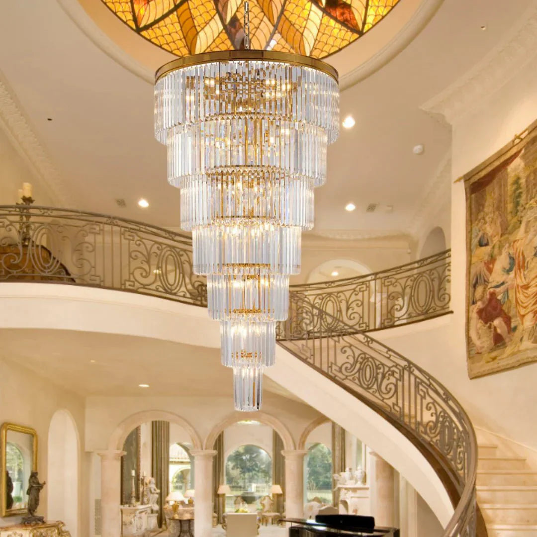 Extra Large 7 - Tier Luxury Crystal Chandelier in Black/Coffee/Gold/Chrome Finish Color - Joyfuzzy
