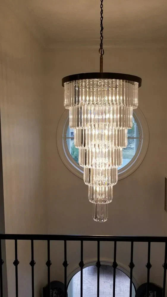 Extra Large 7 - Tier Luxury Crystal Chandelier in Black/Coffee/Gold/Chrome Finish Color - Joyfuzzy