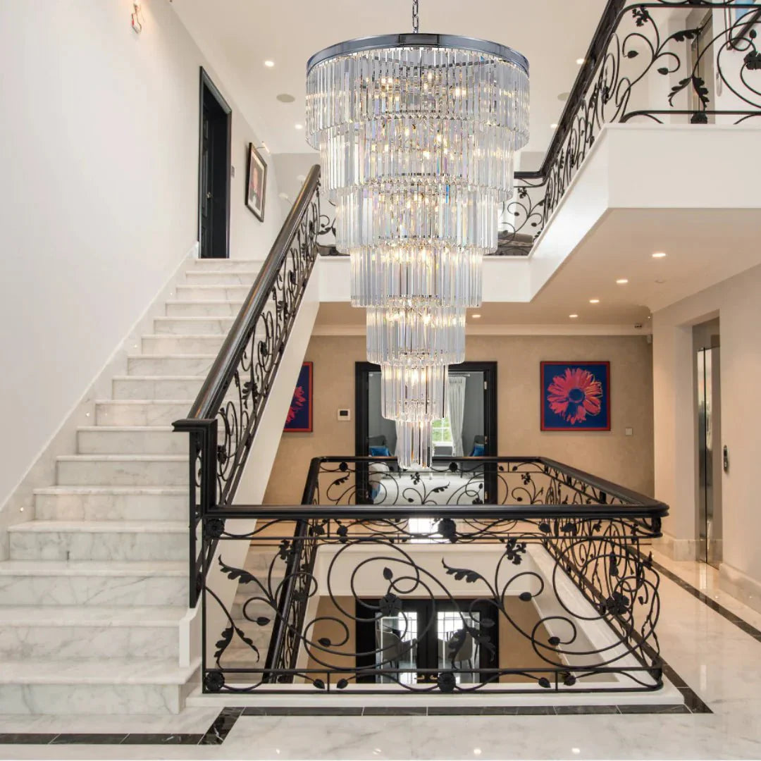 Extra Large 7 - Tier Luxury Crystal Chandelier in Black/Coffee/Gold/Chrome Finish Color - Joyfuzzy