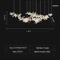 Extra Large Ceramic White Flower Chandelier in Artistic Branch Style for Spacious Living and Dining Room - L47.2