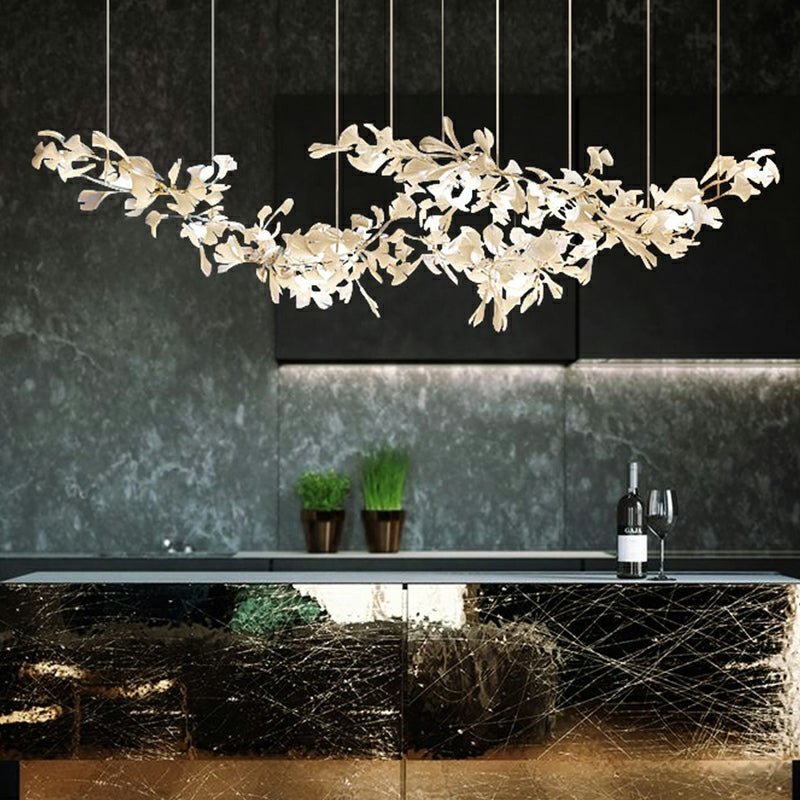 Extra Large Ceramic White Flower Chandelier in Artistic Branch Style for Spacious Living and Dining Room - L47.2"*W23.6"*H21.7"/ 10 Lights (110 Pieces)Warm LightJoyfuzzy