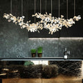 Extra Large Ceramic White Flower Chandelier in Artistic Branch Style for Spacious Living and Dining Room - L47.2