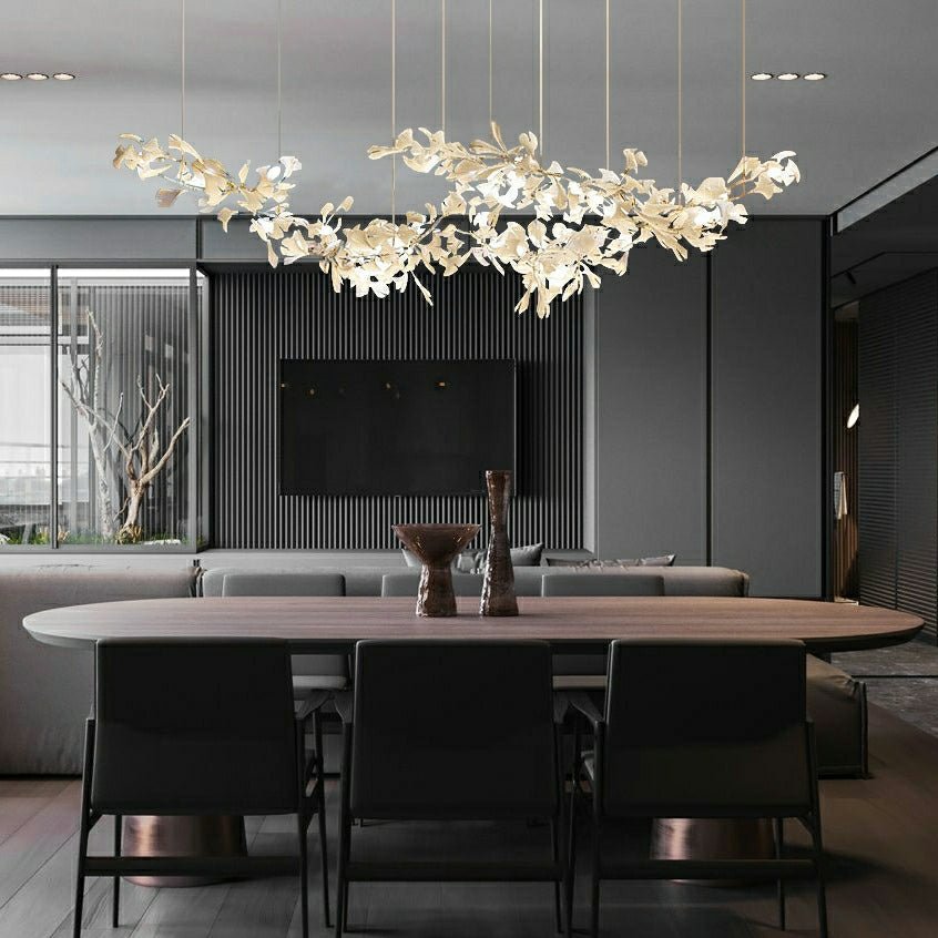 Extra Large Ceramic White Flower Chandelier in Artistic Branch Style for Spacious Living and Dining Room - L47.2"*W23.6"*H21.7"/ 10 Lights (110 Pieces)Warm LightJoyfuzzy