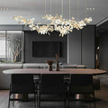 Extra Large Ceramic White Flower Chandelier in Artistic Branch Style for Spacious Living and Dining Room - L47.2