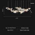 Extra Large Ceramic White Flower Chandelier in Artistic Branch Style for Spacious Living and Dining Room - L78.7