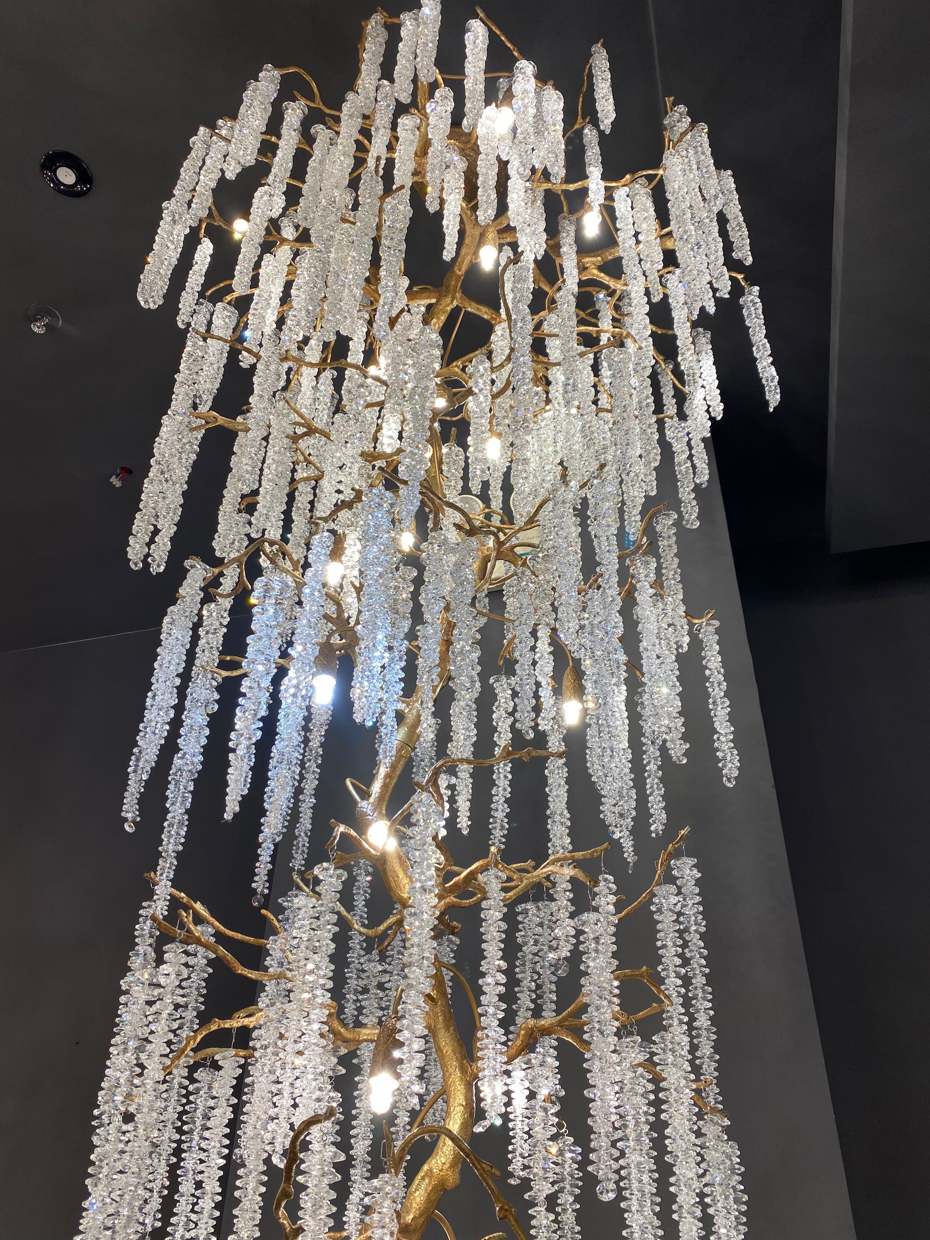 Extra Large Crystal Icicle Chandelier in Tree Branch Design for Grand Staircases and Hallways - D39''*H117''Warm LightJoyfuzzy