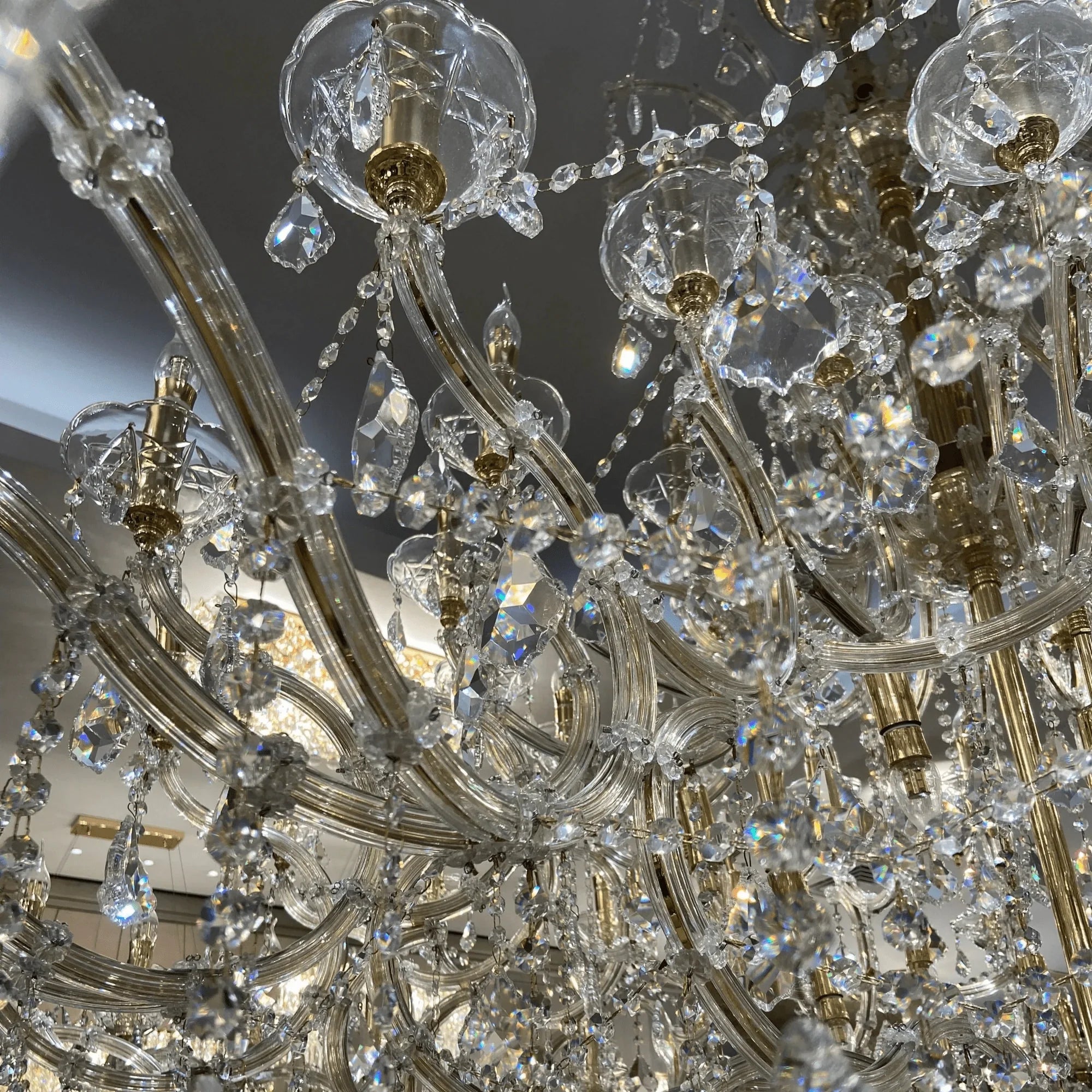Extra Large Elegant Crystal Chandelier in Branch Style with Candle Layers for Stairs Living Room and Foyer - Wall SconceGoldWarm LightJoyfuzzy