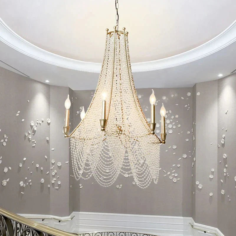 Extra Large European Crystal Beaded Chandelier Candle Light for Stairs / Duplex / Villa - Joyfuzzy