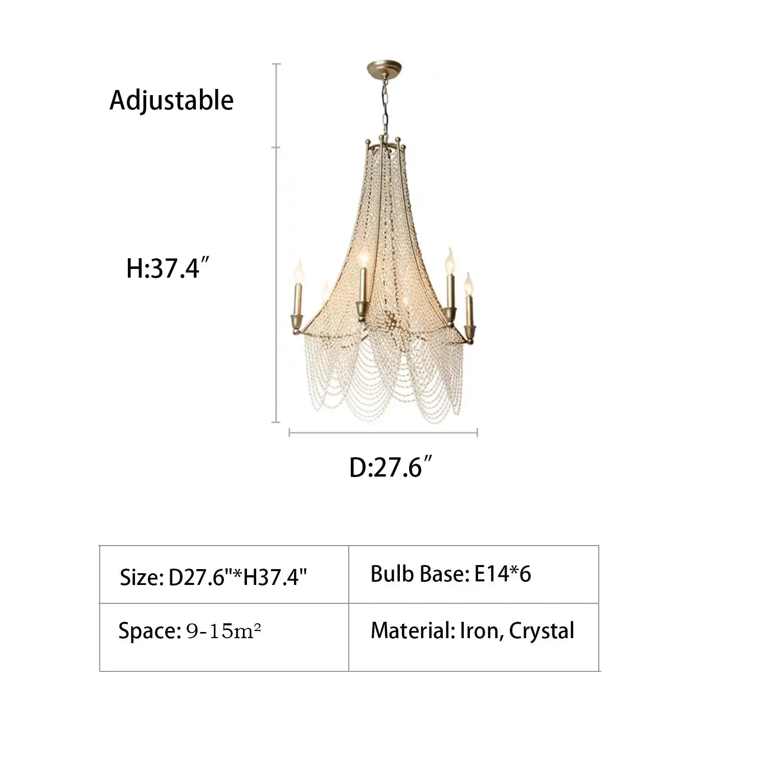 Extra Large European Crystal Beaded Chandelier Candle Light for Stairs / Duplex / Villa - Joyfuzzy