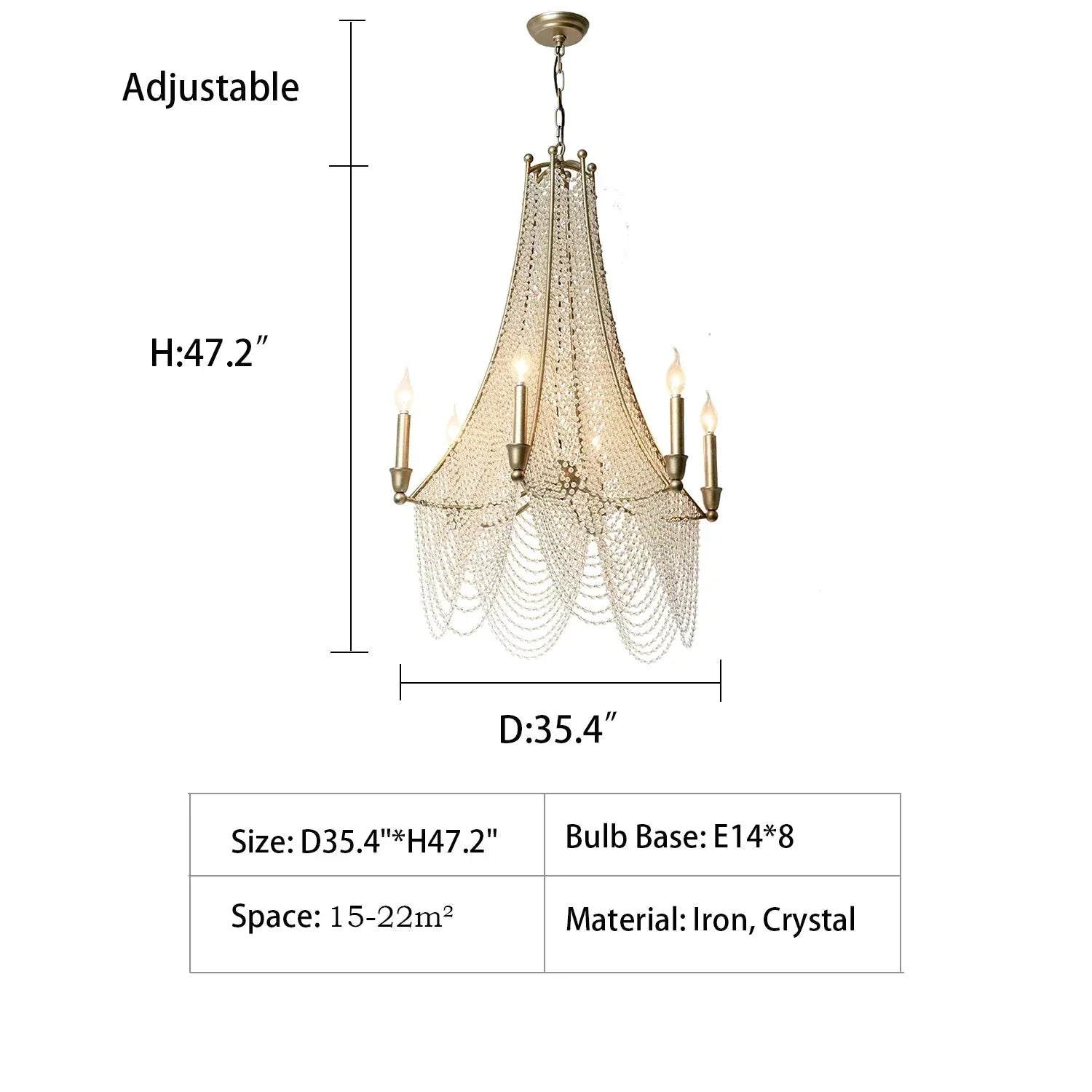 Extra Large European Crystal Beaded Chandelier Candle Light for Stairs / Duplex / Villa - Joyfuzzy