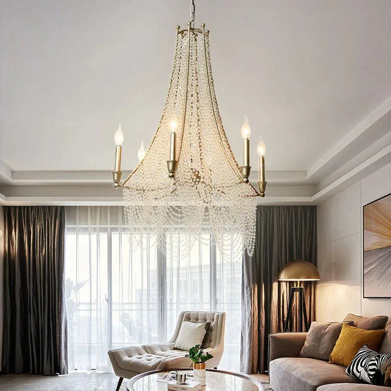 Extra Large European Crystal Beaded Chandelier Candle Light for Stairs / Duplex / Villa - Joyfuzzy