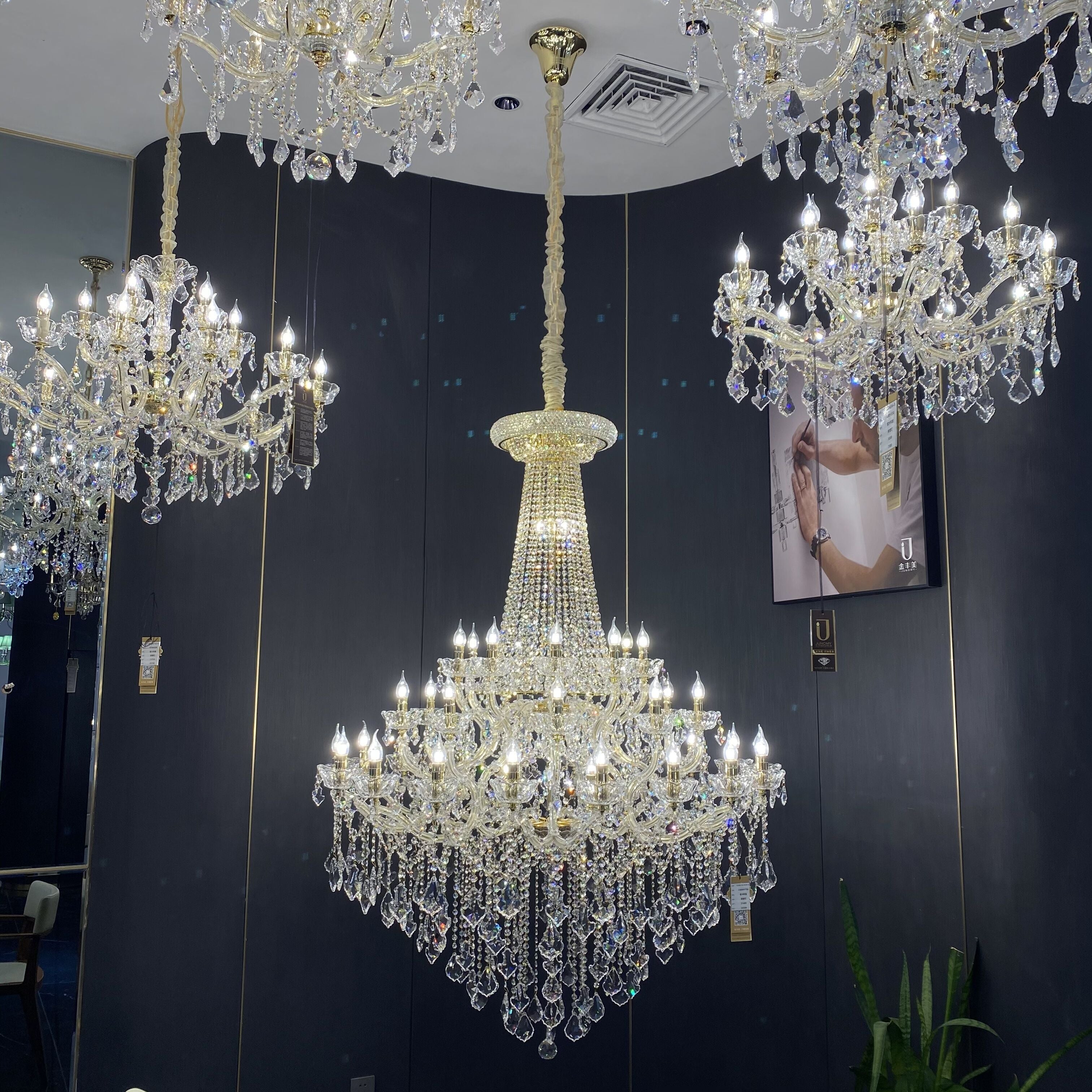 Extra Large French Candle Crystal Branch Chandelier for Foyer and Staircase - D31.5*H42.4"Warm LightJoyfuzzy