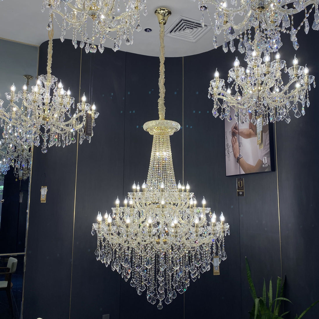Extra Large French Candle Crystal Branch Chandelier for Foyer and Staircase - D31.5*H42.4"Warm LightJoyfuzzy
