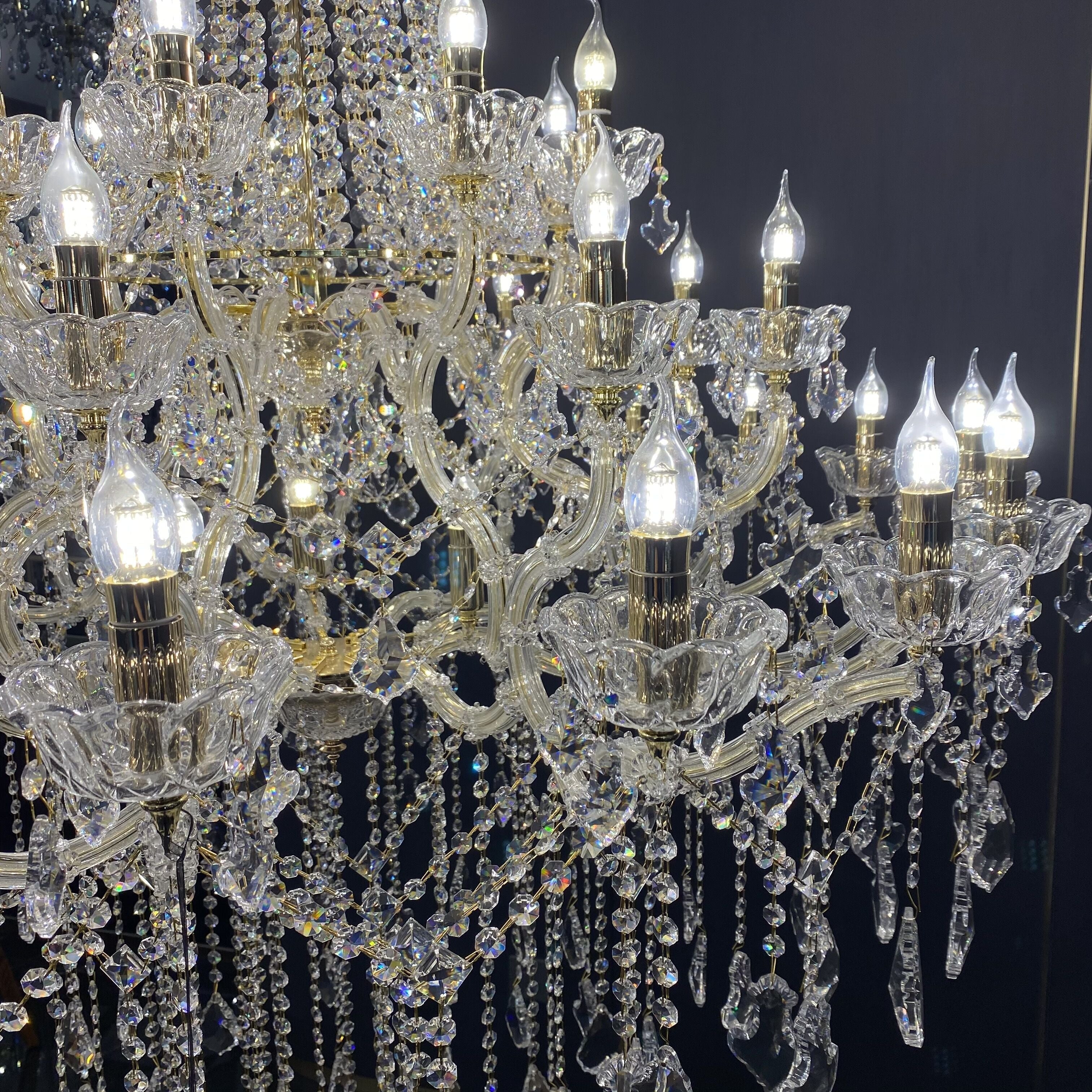 Extra Large French Candle Crystal Branch Chandelier for Foyer and Staircase - D31.5*H42.4"Warm LightJoyfuzzy