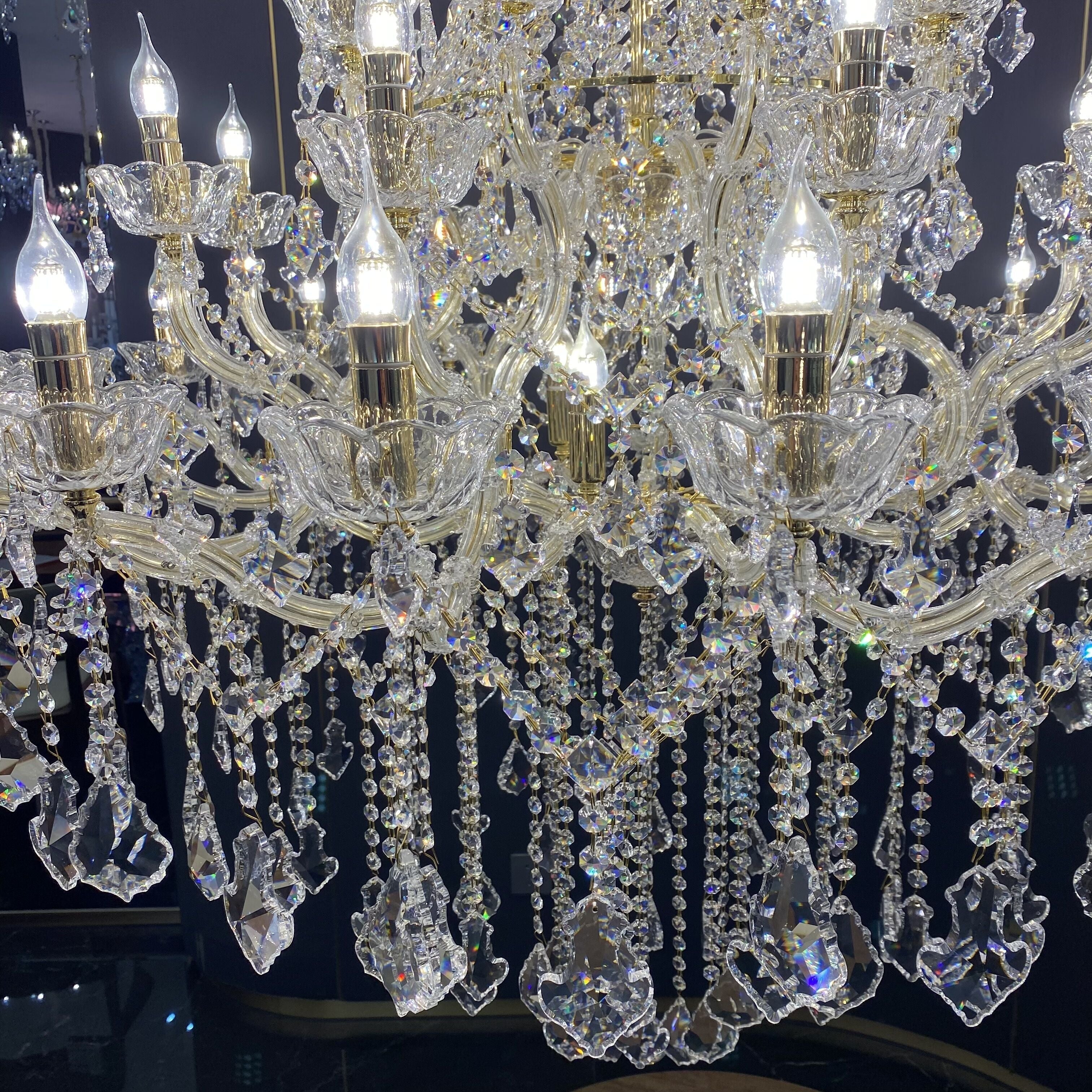 Extra Large French Candle Crystal Branch Chandelier for Foyer and Staircase - D31.5*H42.4"Warm LightJoyfuzzy