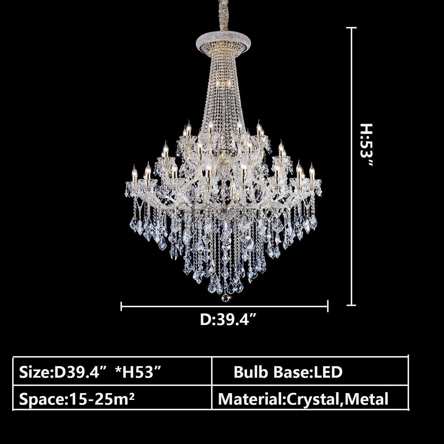 Extra Large French Candle Crystal Branch Chandelier for Foyer and Staircase - D31.5*H42.4"Warm LightJoyfuzzy