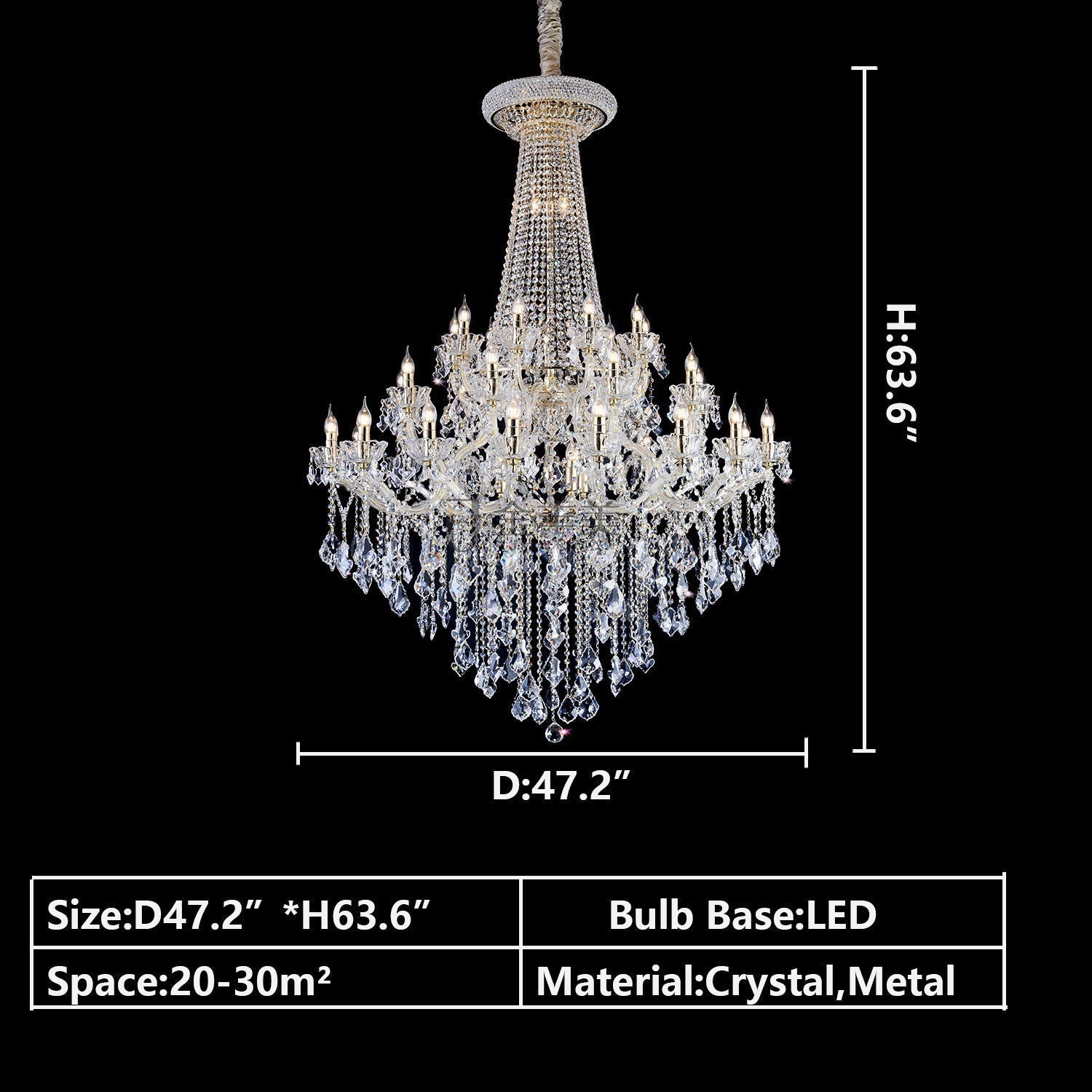 Extra Large French Candle Crystal Branch Chandelier for Foyer and Staircase - D31.5*H42.4"Warm LightJoyfuzzy