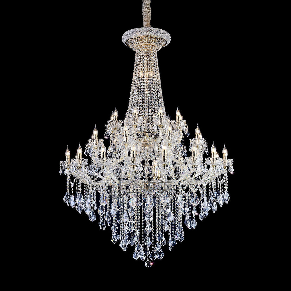 Extra Large French Candle Crystal Branch Chandelier for Foyer and Staircase - D31.5*H42.4"Warm LightJoyfuzzy