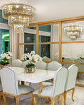 Extra Large Gold Flush Mount Crystal Light Round 3 - layers Decorative Living Room/Dining Room Light Fixture - D23.6