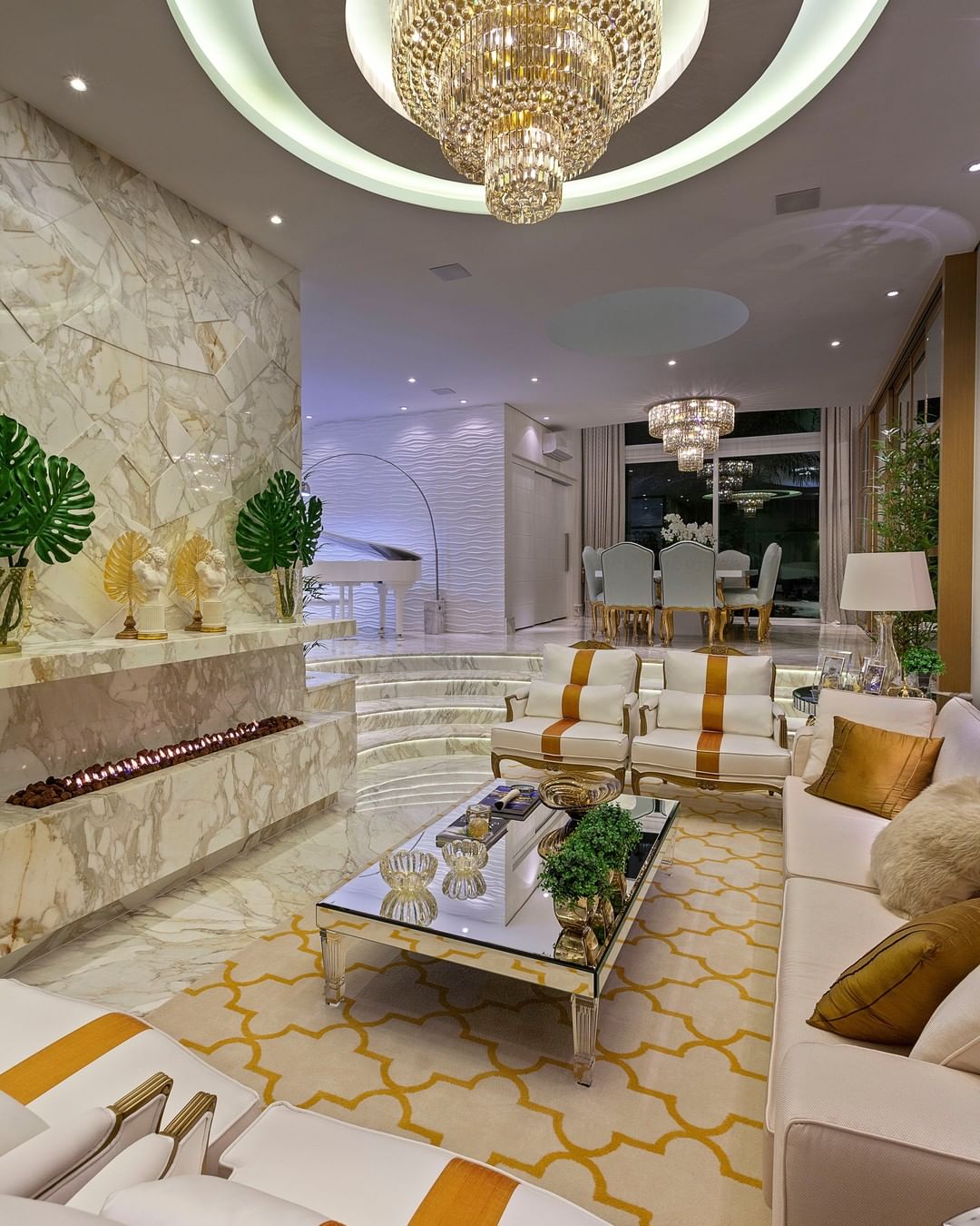 Extra Large Gold Flush Mount Crystal Light Round 3 - layers Decorative Living Room/Dining Room Light Fixture - D23.6"*H25.2"/31.5kgWarm LightJoyfuzzy