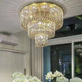 Extra Large Gold Flush Mount Crystal Light Round 3 - layers Decorative Living Room/Dining Room Light Fixture - D23.6