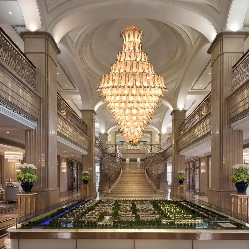 Extra Large Luxury Multi - tier Gold Pendant Glass Chandelier for Stairs/Large High - ceiling Room - D47.2"*H78.7"Warm LightJoyfuzzy