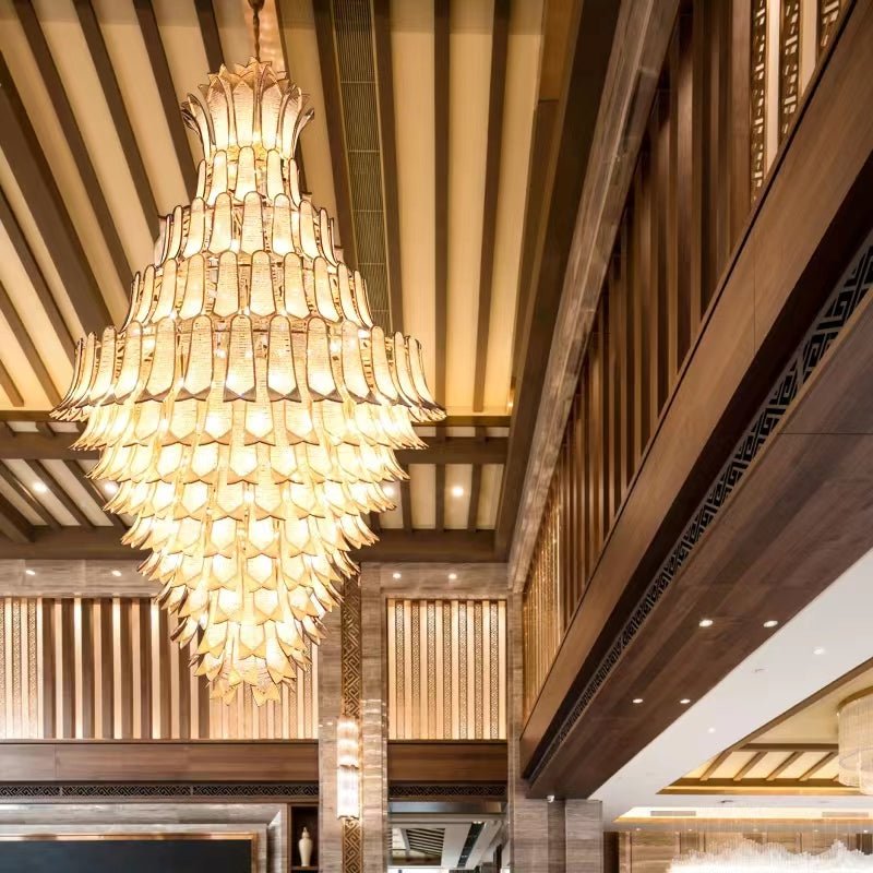 Extra Large Luxury Multi - tier Gold Pendant Glass Chandelier for Stairs/Large High - ceiling Room - D47.2"*H78.7"Warm LightJoyfuzzy