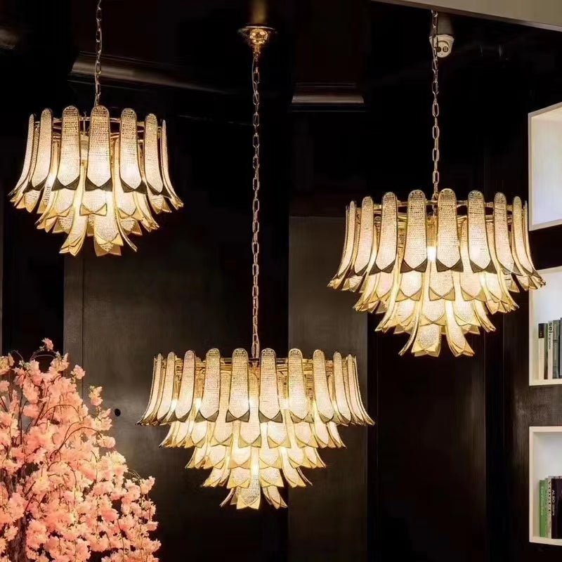 Extra Large Luxury Multi - tier Gold Pendant Glass Chandelier for Stairs/Large High - ceiling Room - D47.2"*H78.7"Warm LightJoyfuzzy