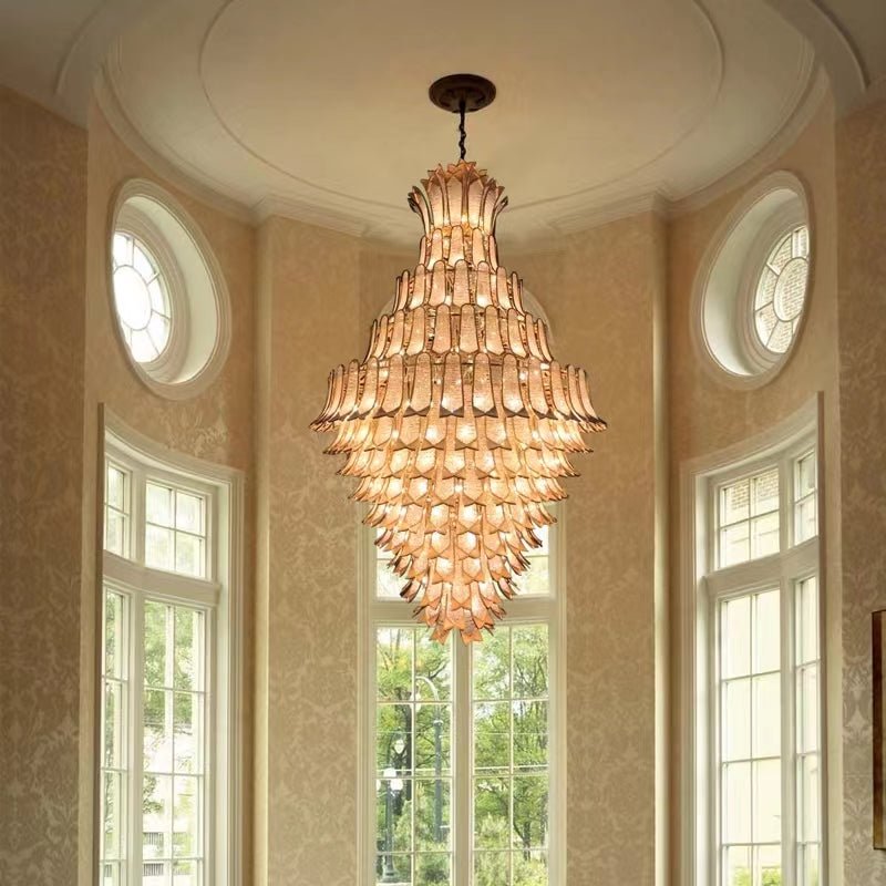Extra Large Luxury Multi - tier Gold Pendant Glass Chandelier for Stairs/Large High - ceiling Room - D47.2"*H78.7"Warm LightJoyfuzzy