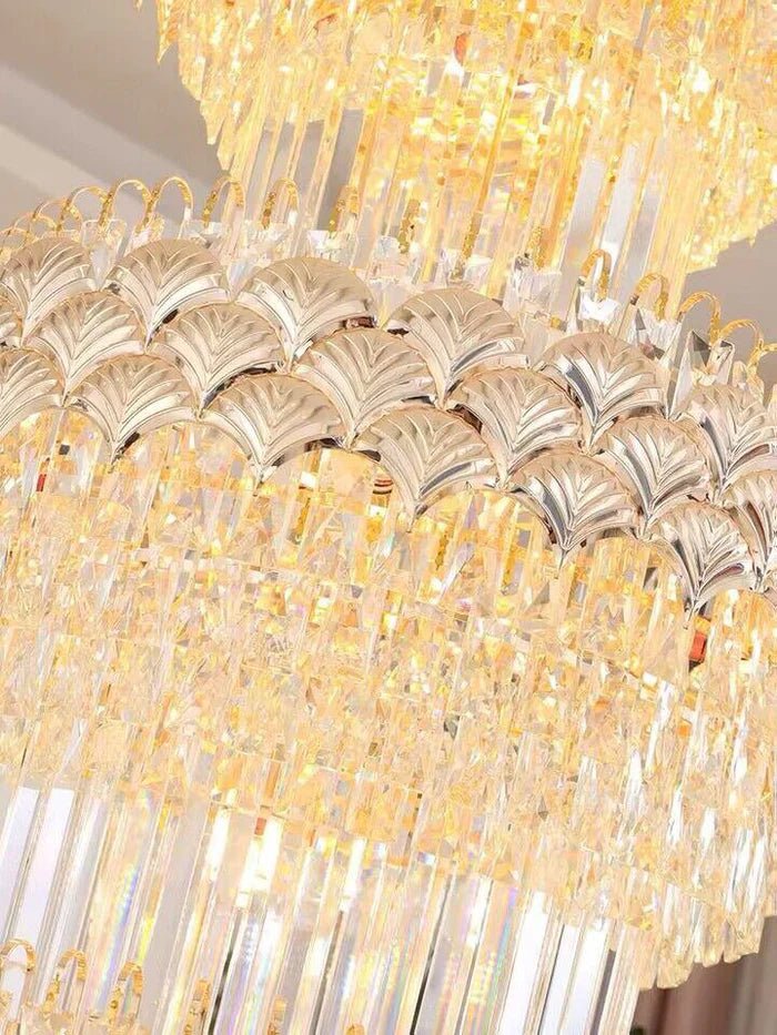 Extra Large Multi - layers Gold Luxury Crystal Chandelier Modern Empire Decrative Crystal Light For Living Room/Foyer/Staircase - Joyfuzzy