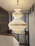 Extra Large Multi - layers Gold Luxury Crystal Chandelier Modern Empire Decrative Crystal Light For Living Room/Foyer/Staircase - Joyfuzzy
