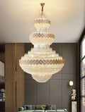 Extra Large Multi - layers Gold Luxury Crystal Chandelier Modern Empire Decrative Crystal Light For Living Room/Foyer/Staircase - Joyfuzzy