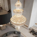Extra Large Multi - layers Gold Luxury Crystal Chandelier Modern Empire Decrative Crystal Light For Living Room/Foyer/Staircase - Joyfuzzy
