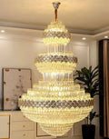 Extra Large Multi - layers Gold Luxury Crystal Chandelier Modern Empire Decrative Crystal Light For Living Room/Foyer/Staircase - Joyfuzzy