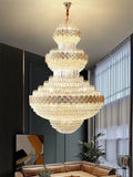 Extra Large Multi - layers Gold Luxury Crystal Chandelier Modern Empire Decrative Crystal Light For Living Room/Foyer/Staircase - Joyfuzzy
