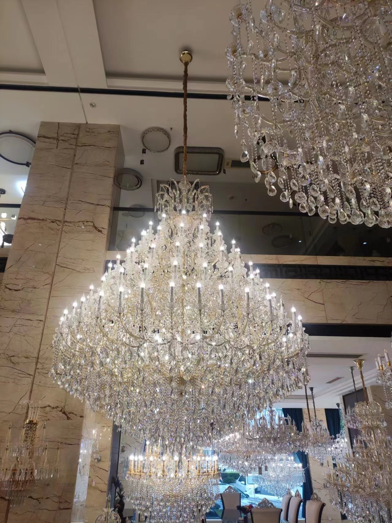 Extra Large Multi - tiered Candle Light Crystal Chandelier for Hotel/Restaurant - 105 Lights/D78.7"*H102.4"/241kgChromeWhite LightJoyfuzzy