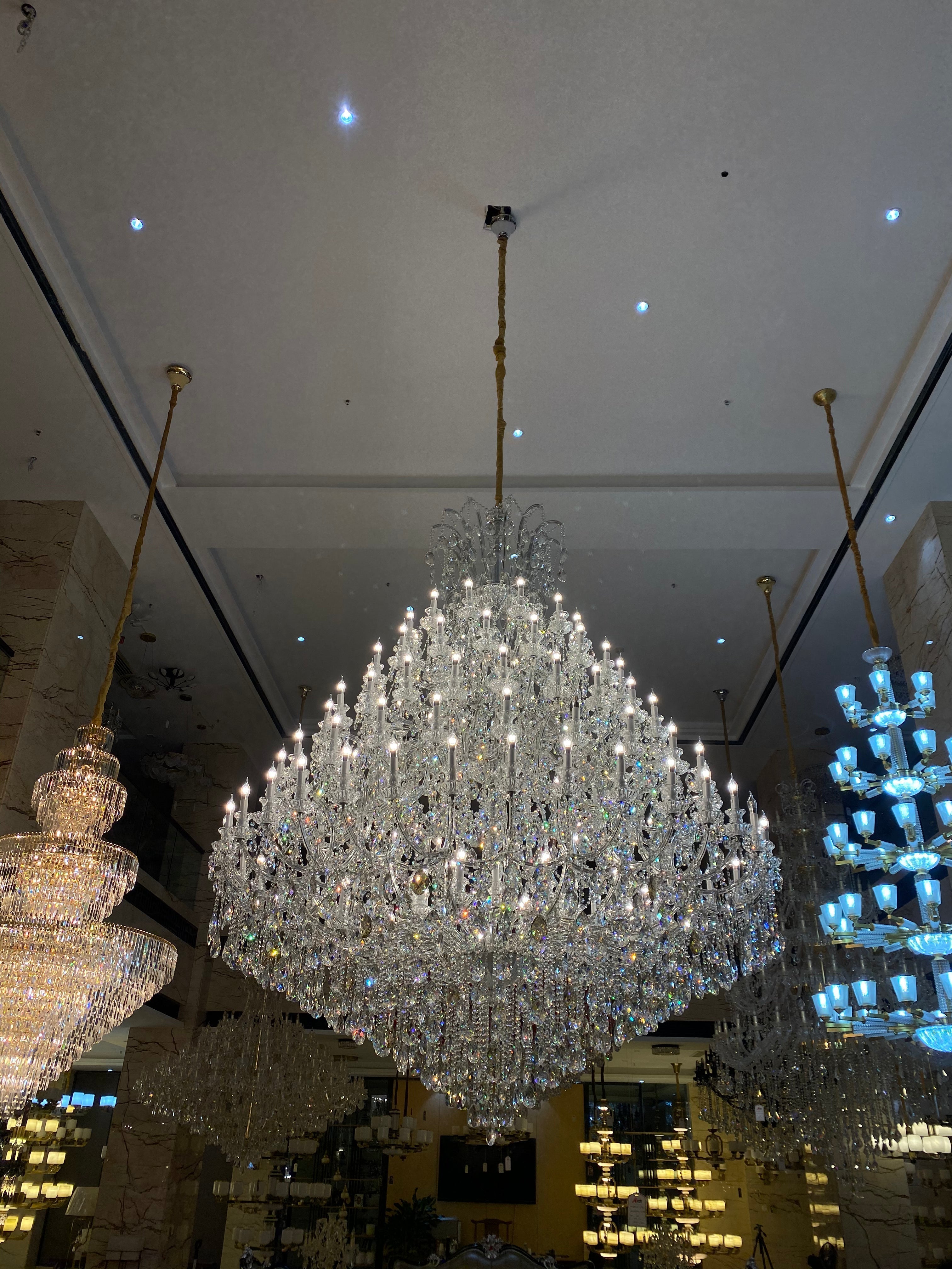 Extra Large Multi - tiered Candle Light Crystal Chandelier for Hotel/Restaurant - 105 Lights/D78.7"*H102.4"/241kgChromeWhite LightJoyfuzzy