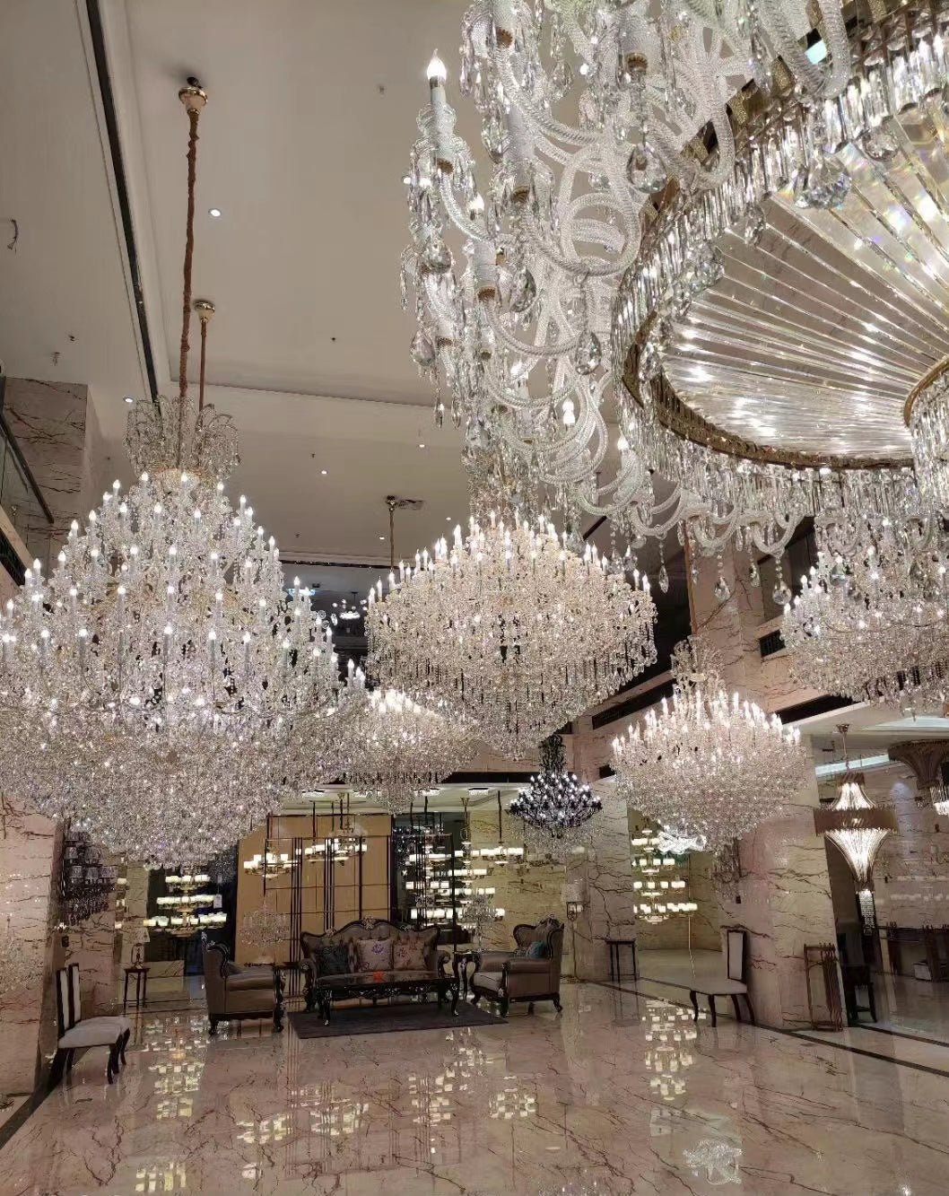 Extra Large Multi - tiered Candle Light Crystal Chandelier for Hotel/Restaurant - 105 Lights/D78.7"*H102.4"/241kgChromeWhite LightJoyfuzzy