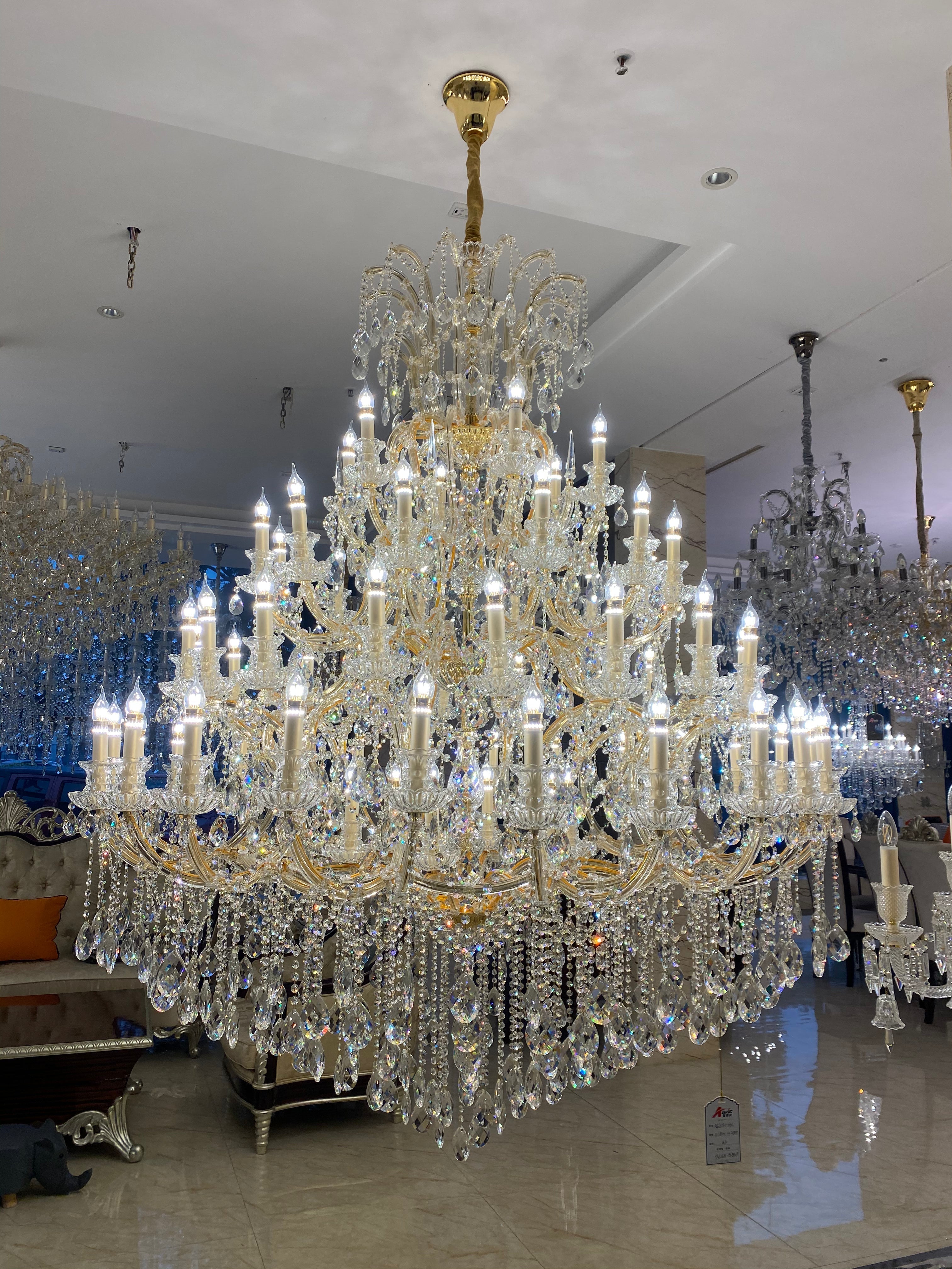 Extra Large Multi - tiered Candle Light Crystal Chandelier for Hotel/Restaurant - 24 Lights/D39.4"*H51.2"/50kgChromeWarm LightJoyfuzzy