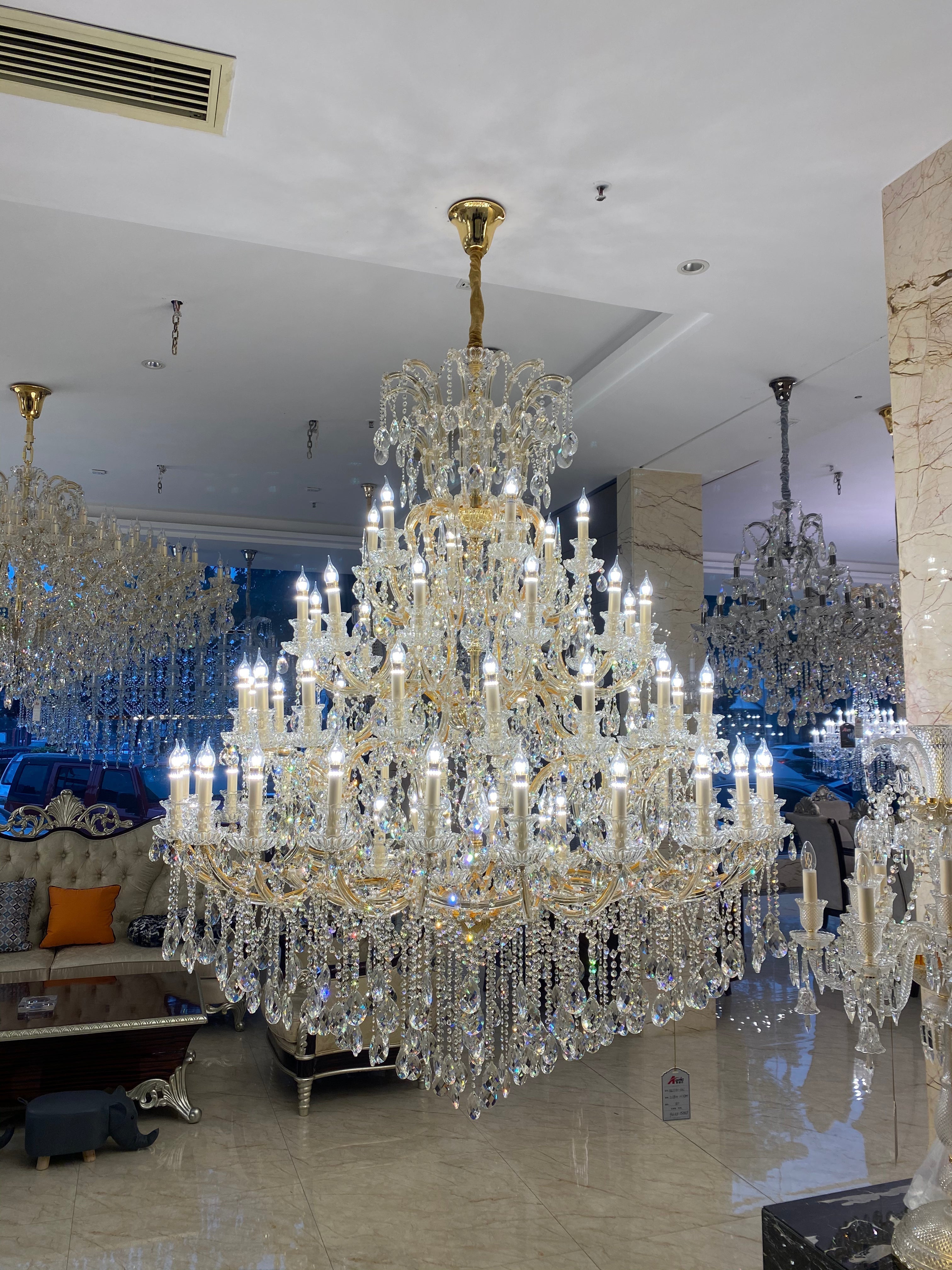 Extra Large Multi - tiered Candle Light Crystal Chandelier for Hotel/Restaurant - 24 Lights/D39.4"*H51.2"/50kgGoldWarm LightJoyfuzzy