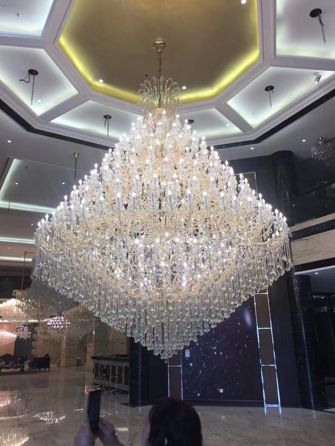 Extra Large Multi - tiered Candle Light Crystal Chandelier for Hotel/Restaurant - 294 Lights/D157.5"*H196.9"/1009kgGoldWarm LightJoyfuzzy