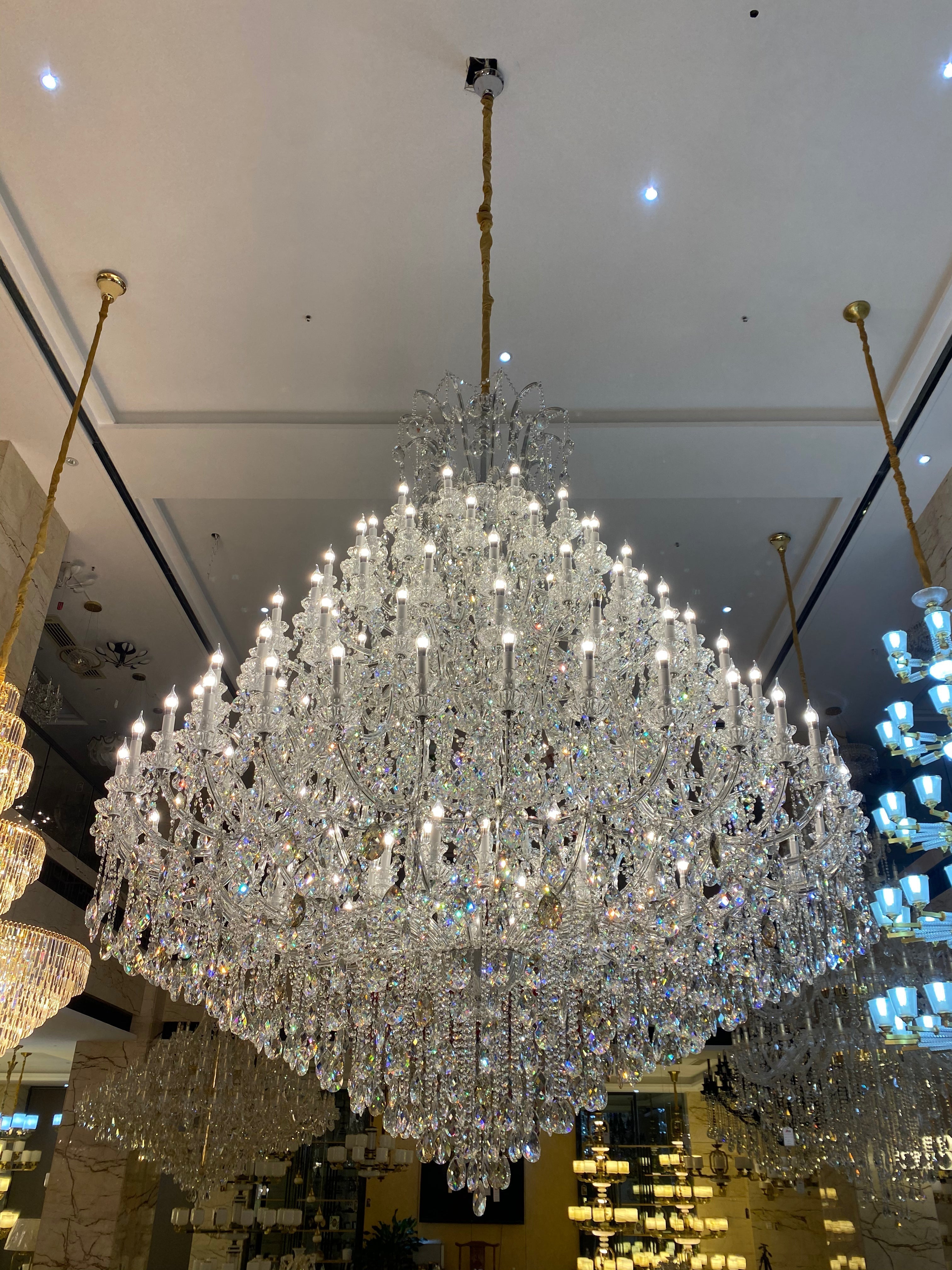 Extra Large Multi - tiered Candle Light Crystal Chandelier for Hotel/Restaurant - 105 Lights/D78.7"*H102.4"/241kgChromeWhite LightJoyfuzzy