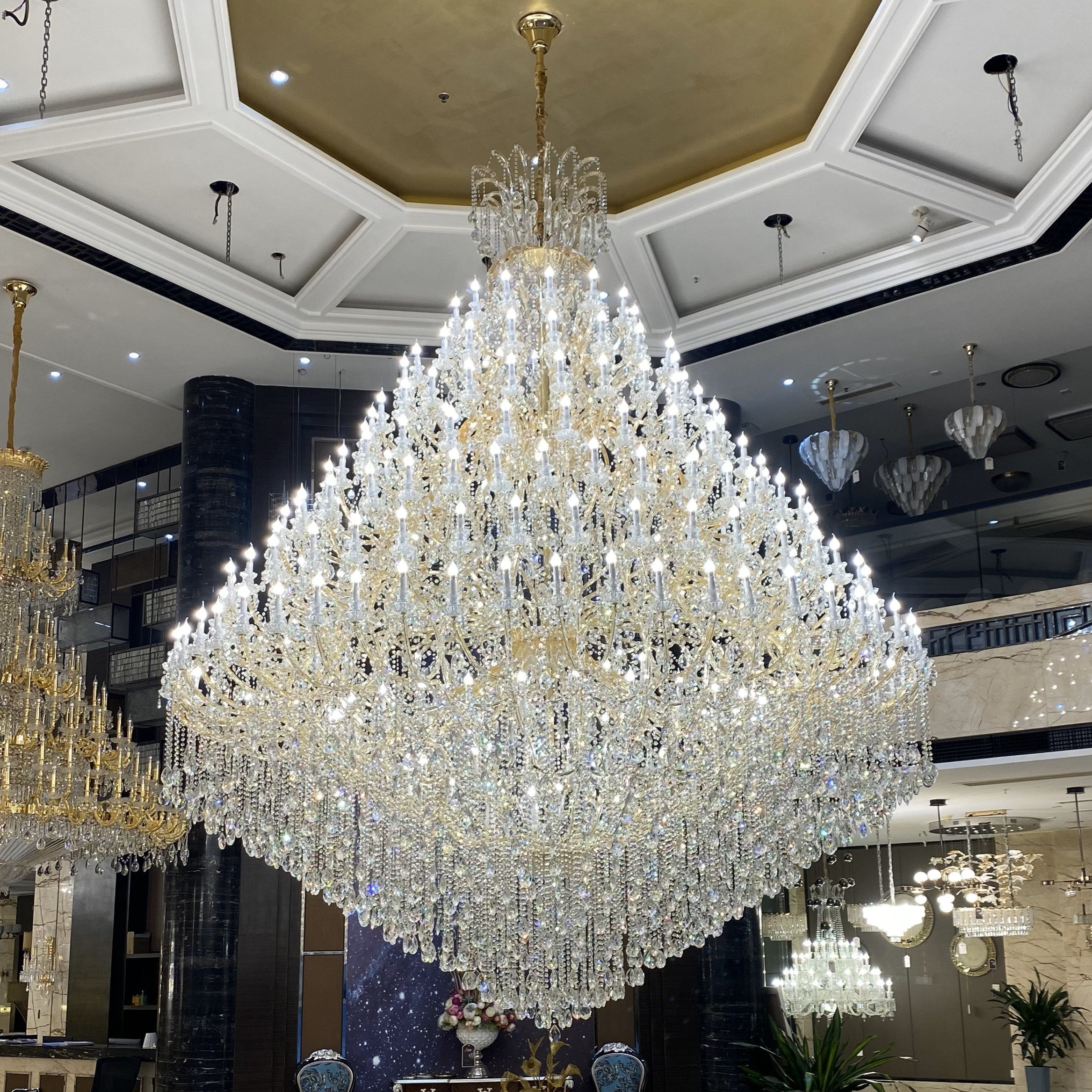 Extra Large Multi - tiered Candle Light Crystal Chandelier for Hotel/Restaurant - 24 Lights/D39.4"*H51.2"/50kgGoldWarm LightJoyfuzzy