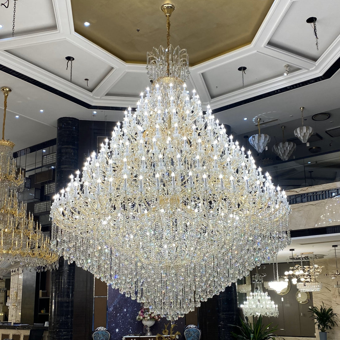 Extra Large Multi - tiered Candle Light Crystal Chandelier for Hotel/Restaurant - 24 Lights/D39.4"*H51.2"/50kgGoldWarm LightJoyfuzzy