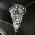 Extra Large Multi - Tiered Spiral Crystal Chandelier In Black Finish - D31.5