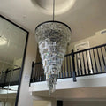 Extra Large Multi - Tiered Spiral Crystal Chandelier In Black Finish - D23.6