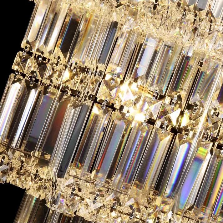Extra Large Plaza Hall Multi - Tier Crystal Chandelier Foyer Living Room Staircase Ceiling Lighting Fixture In Chrome/ Silver Finish - Small/21 Lights/6 Layers/D22.7" * H27.8‘’ChromeWarm LightJoyfuzzy