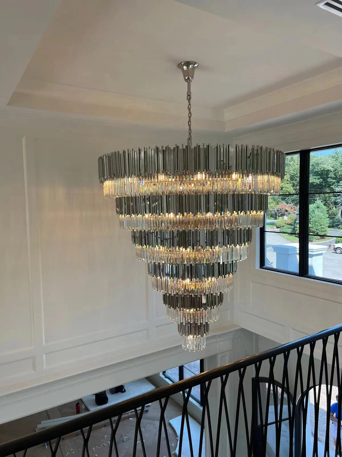 Extra Large Round Cone Tiered Crystal Chandelier