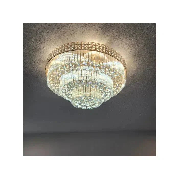 Extra Large Three Layers Round Luxury Flush Mounted Crystal Chandelier for Living Room - Joyfuzzy