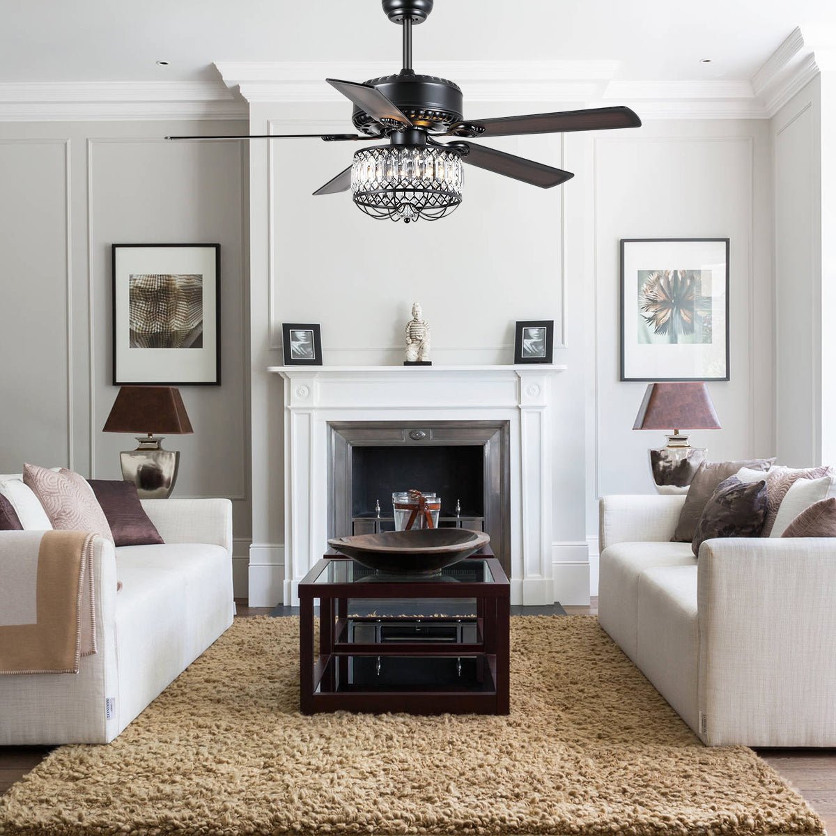 Farmhouse Crystal Ceiling Fan Light - Joyfuzzy
